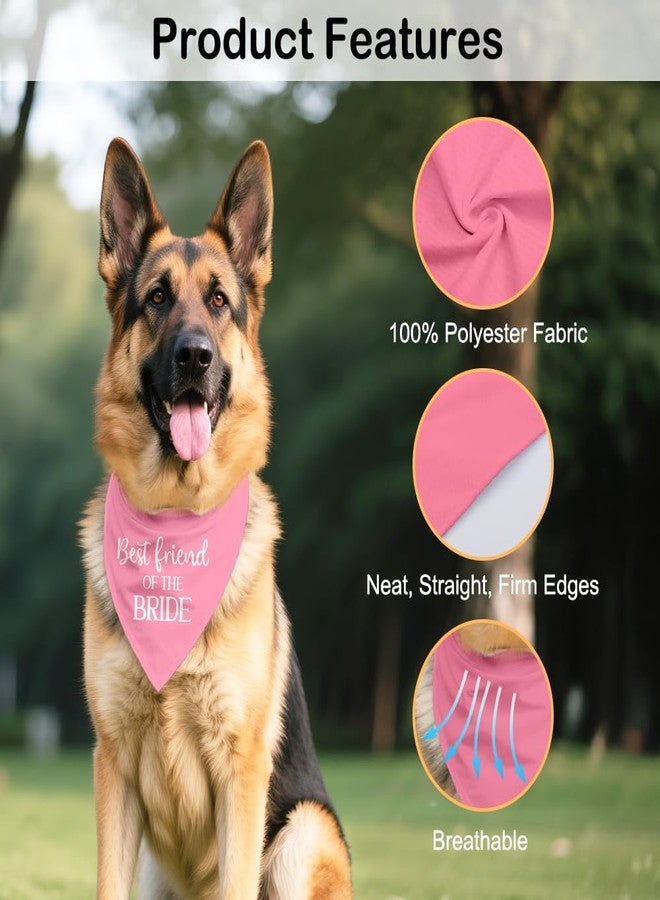 ZBBFSCSB Best Friend of The Bride Pink Dog Bandana, Cute Wedding-Exclusive Adjustable Scarf Decoration, Funny Photo Prop Accessories for Wedding Ceremony, Engagement Gifts for Pet Owner Puppy Lover - Image 3
